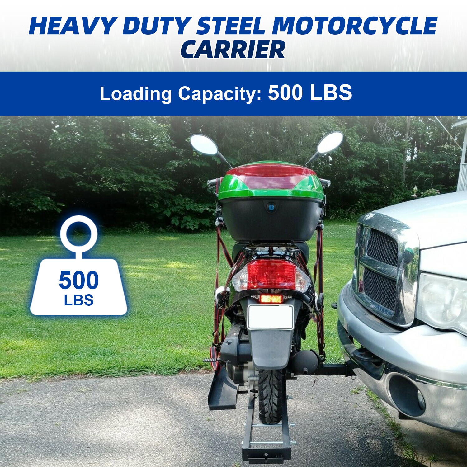 600 LB Motorcycle Scooter Carrier Bike Hitch Mount Rack Ramp Steel Carrier