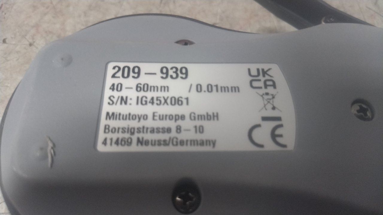 Mitutoyo 209-939 40 to 60mm Range Internal Caliper Gage