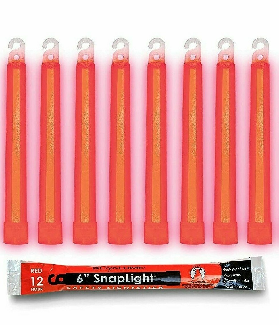 LOT OF 8 Cyalume Red Light Sticks 12 Hour SURVIVAL PREPPER BUG OUT EMP EX 6/2026