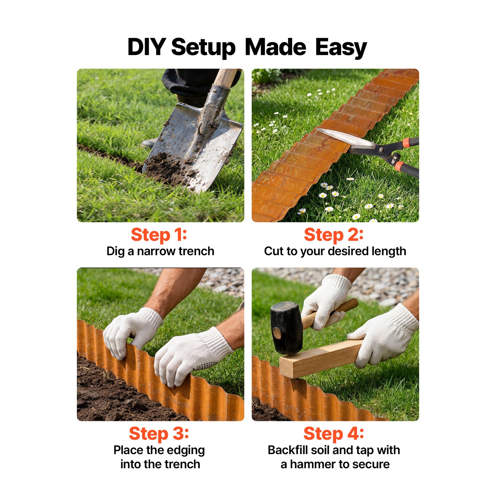 Uimoso Carbon Steel Garden Edging 40 ft x 6 in Metal Landscape Border