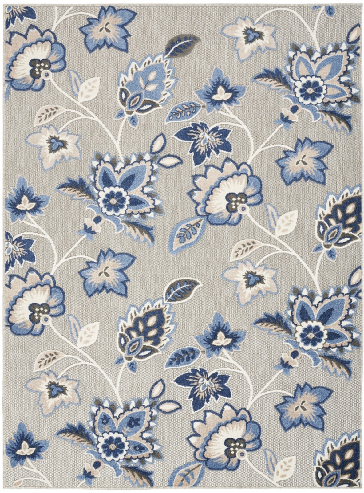 Nourison Home Splash Floral Indoor Outdoor Area Rug 5'x8' Blue Gray Deck