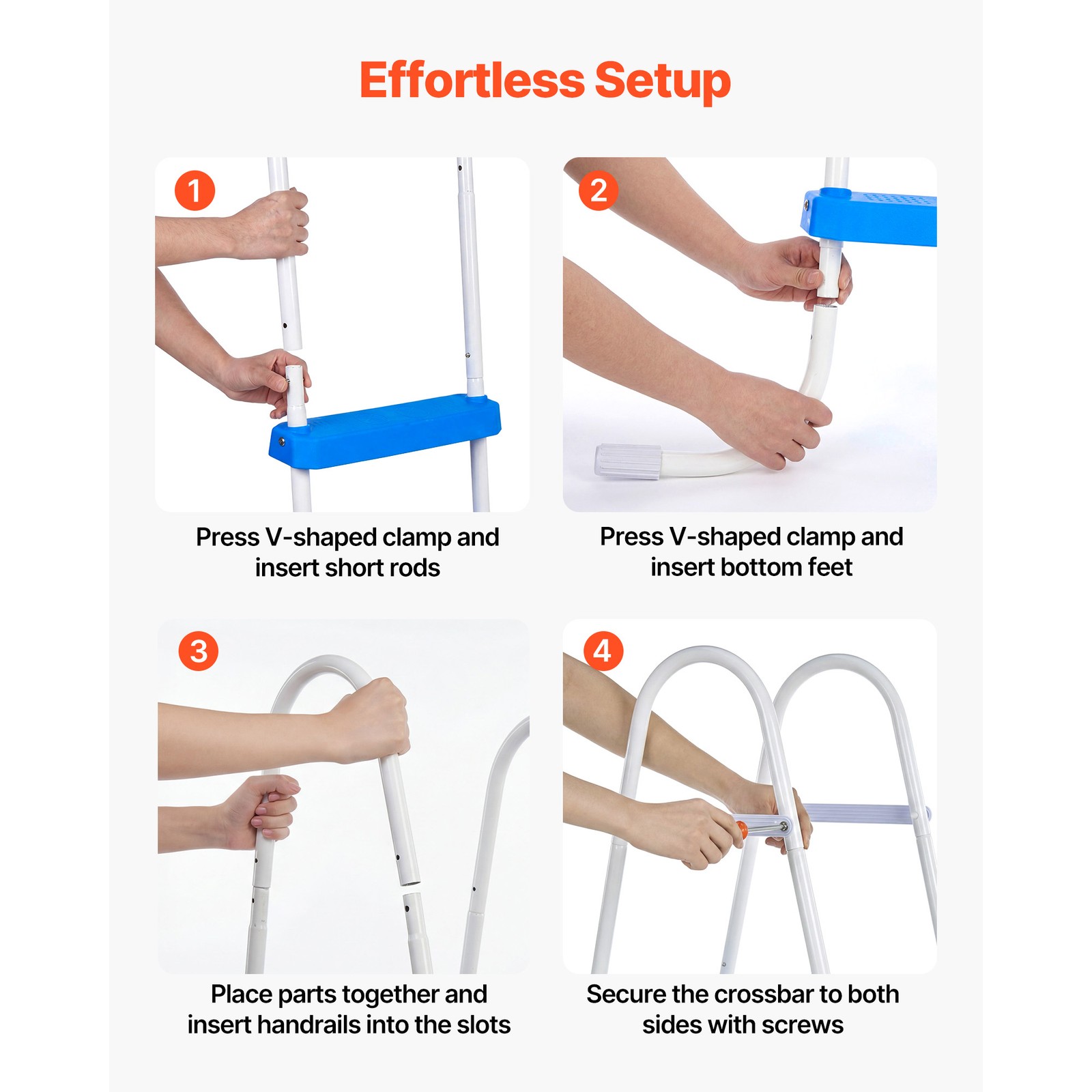 Uimoso 3-Step Steel A-Frame Pool Ladder for 36in Wall, 300lbs Capacity