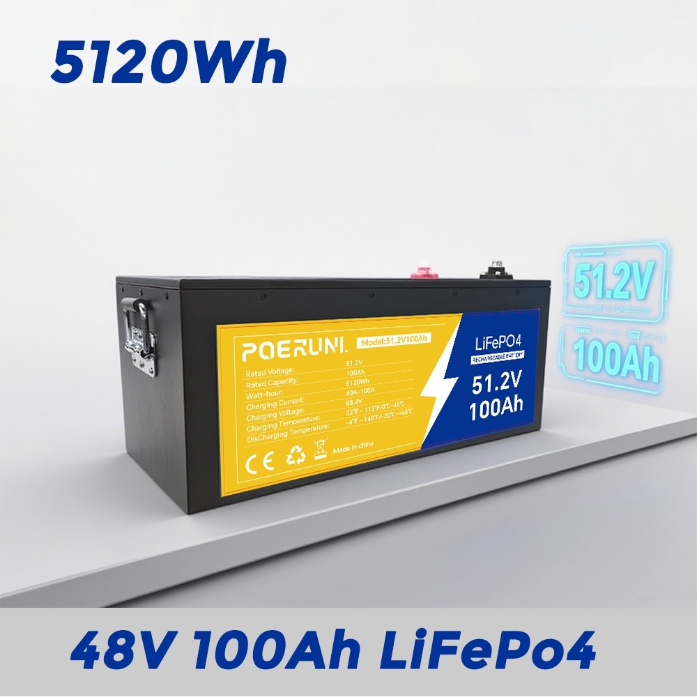 48V 100Ah LiFePO4 Lithium Battery BMS Deep Cycles for RV Solar Boat Golf Cart