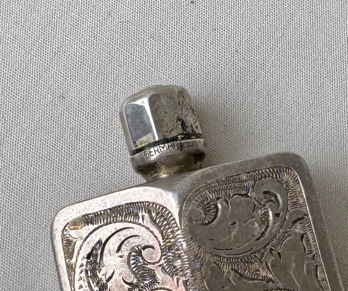 Sterling Silver Engraved Design Perfume Bottle with Wand Made in Germany;Y697