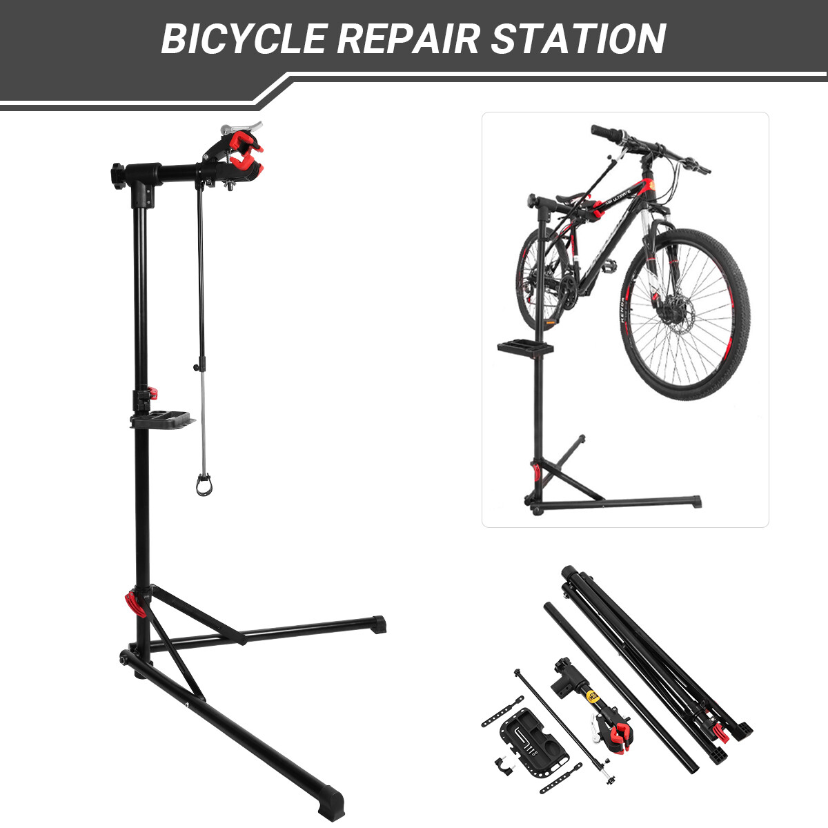 Bike Cycle Bicycle Repair Work Stand Maintenance Station Rack Height Adjustable