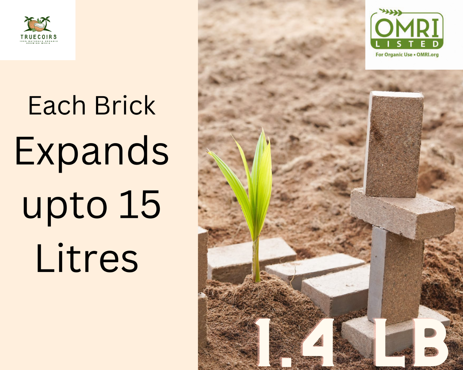 10LB/1.4LB CocoCoir Brick Coconut Fiber Potting Soil Plant Organic Growing Media