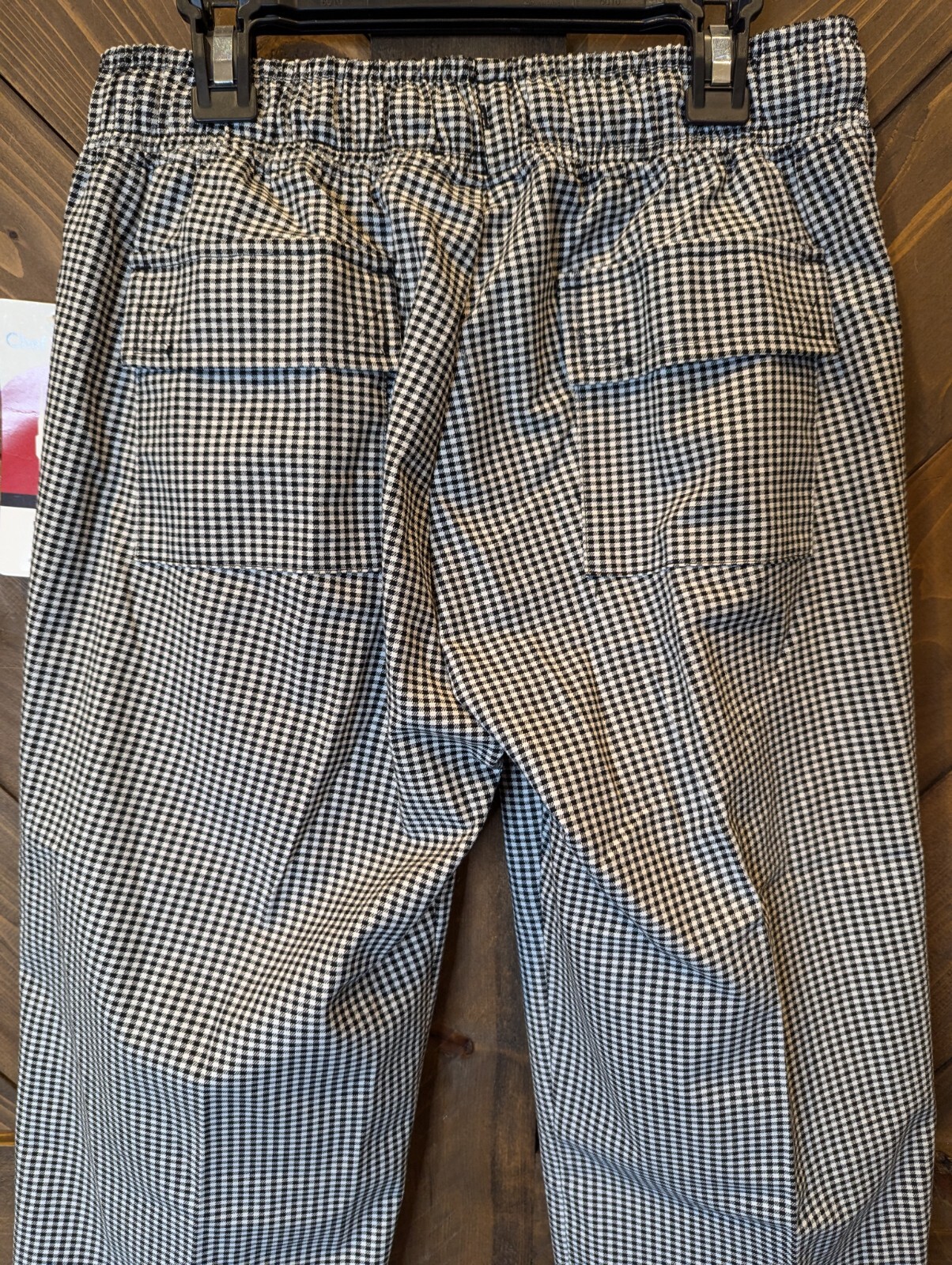 Chef Works Drawstring Pants Small Pockets Black White Check NEW with TAG