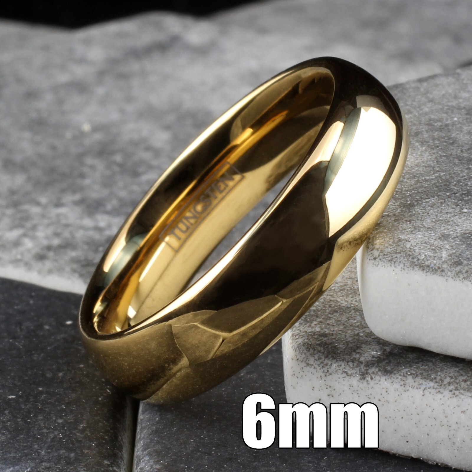 Tungsten Carbide 14K Gold Plated Polished Plain Wedding Band Ring Comfort Fit