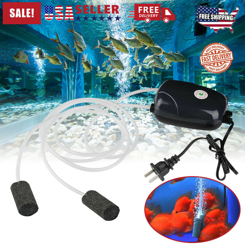 Silent Air Pump Large Aquarium Fish Tank Pump Hydroponic Oxygen 2 Outlet 5W Pump