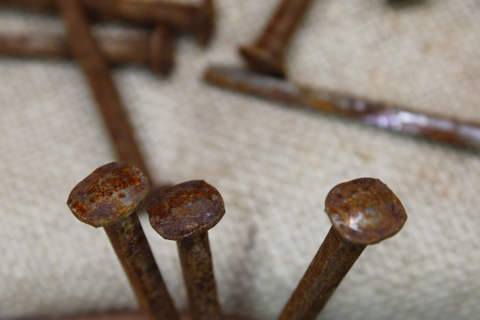 Old 2 1/2" Square 25 Nails Button Rose Head Round Domed Rustic Vintage Rusty