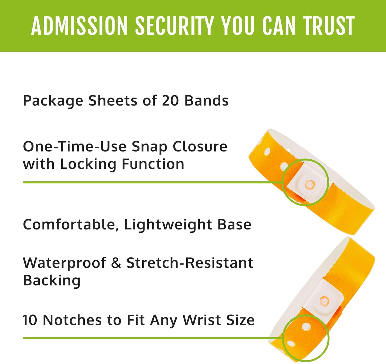 500 Neon Orange Plastic Wristbands for Events – Extended Wear, Secure Snap Prev