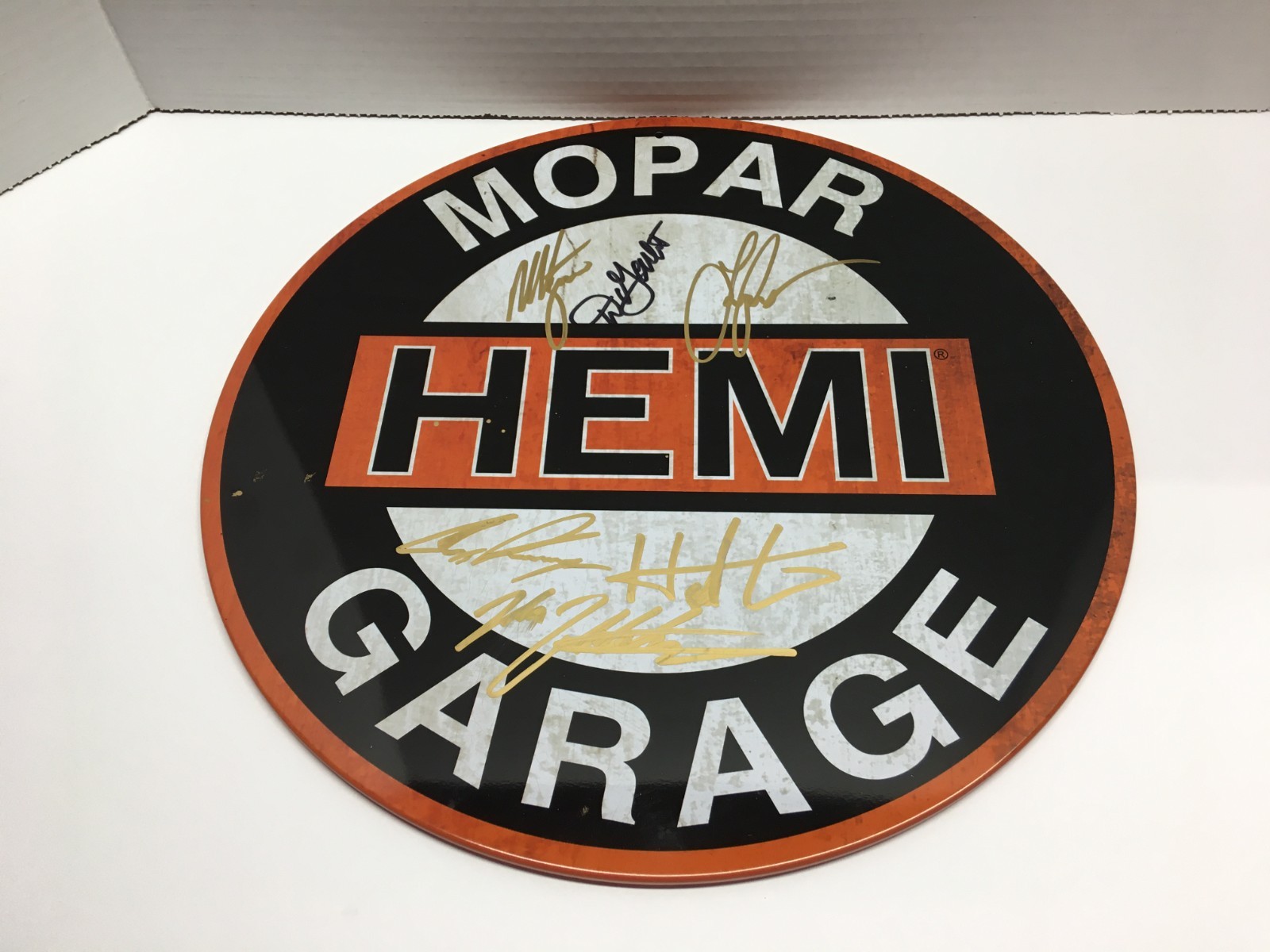 DON GARLITS & 5 NHRA DRIVERS AUTOGRAPHED MOPAR HEMI GARAGE METAL SIGN