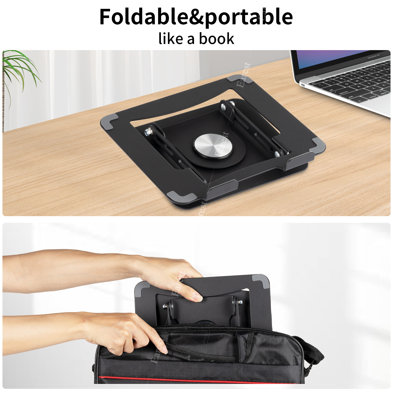 360° Rotating Adjutable Metal Laptop Stand Riser Computer Holder Notebook Desk