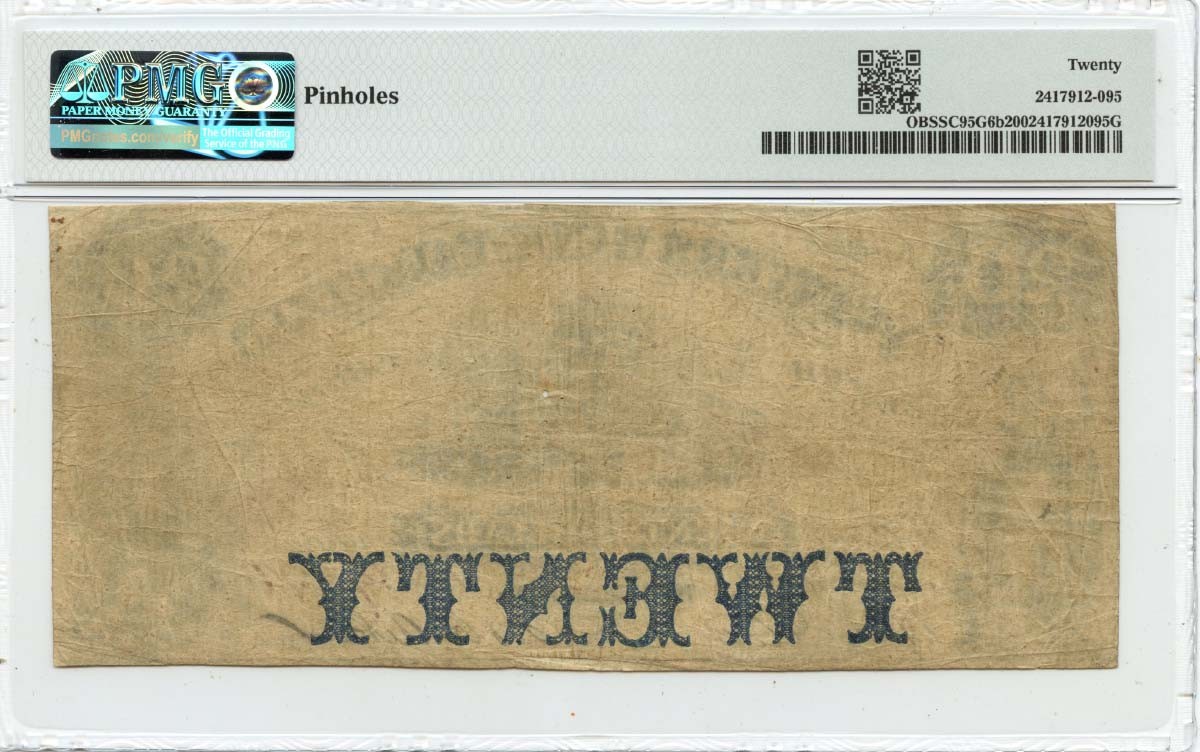 1854 $20 Winnsboro South Carolina Obsolete Note Planters Bank Fairfield PMG VF20