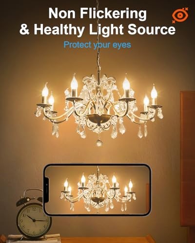 60W Candelabra Light Bulbs, E12 B10 Clear Candle Base Bulb with 60W -12 Packs