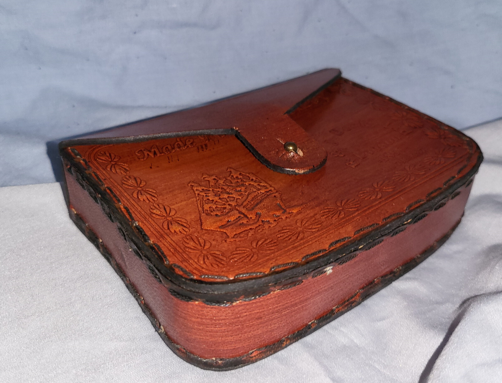 Gold Folding Binoculars Leather Case London Royal Navy Ship Opera Glasses Retro