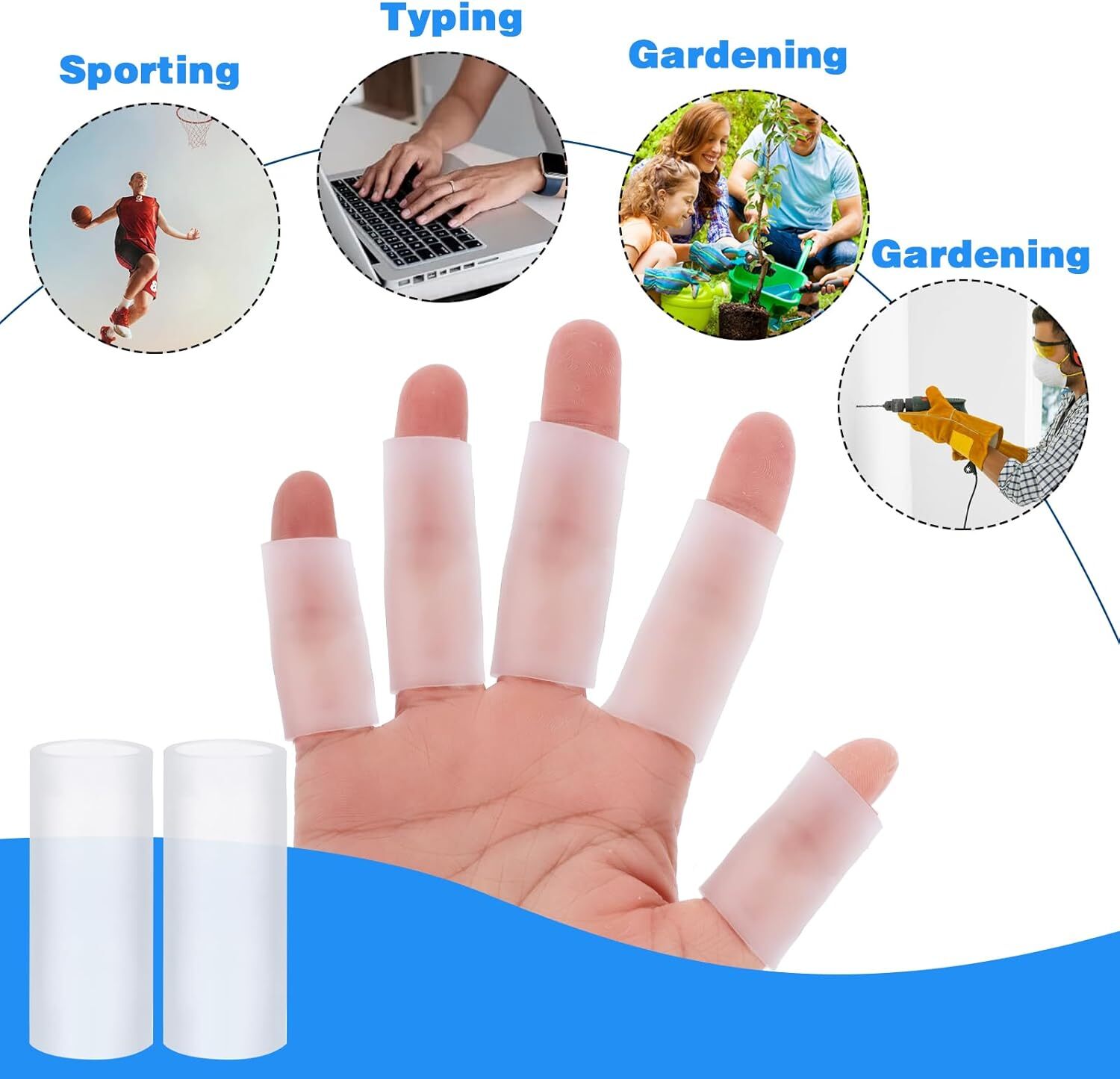 20× Silicone Gel Finger Sleeve Protectors Finger Sleeve Cushions & Protect USA