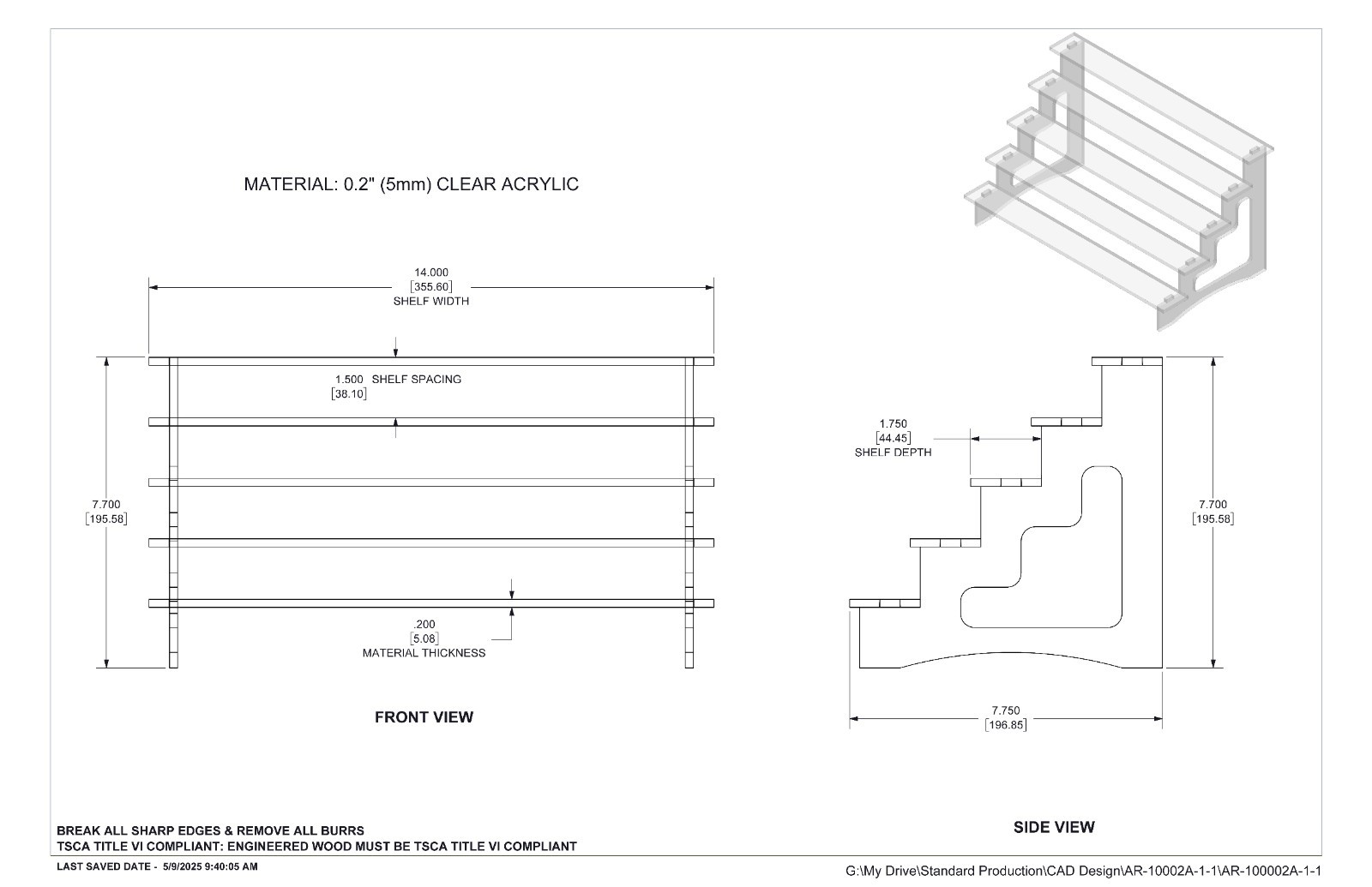 3 Steps Acrylic Display Stand, Fit Ikea Detolf 15"W x 8"D x 7.5"H MADE IN USA