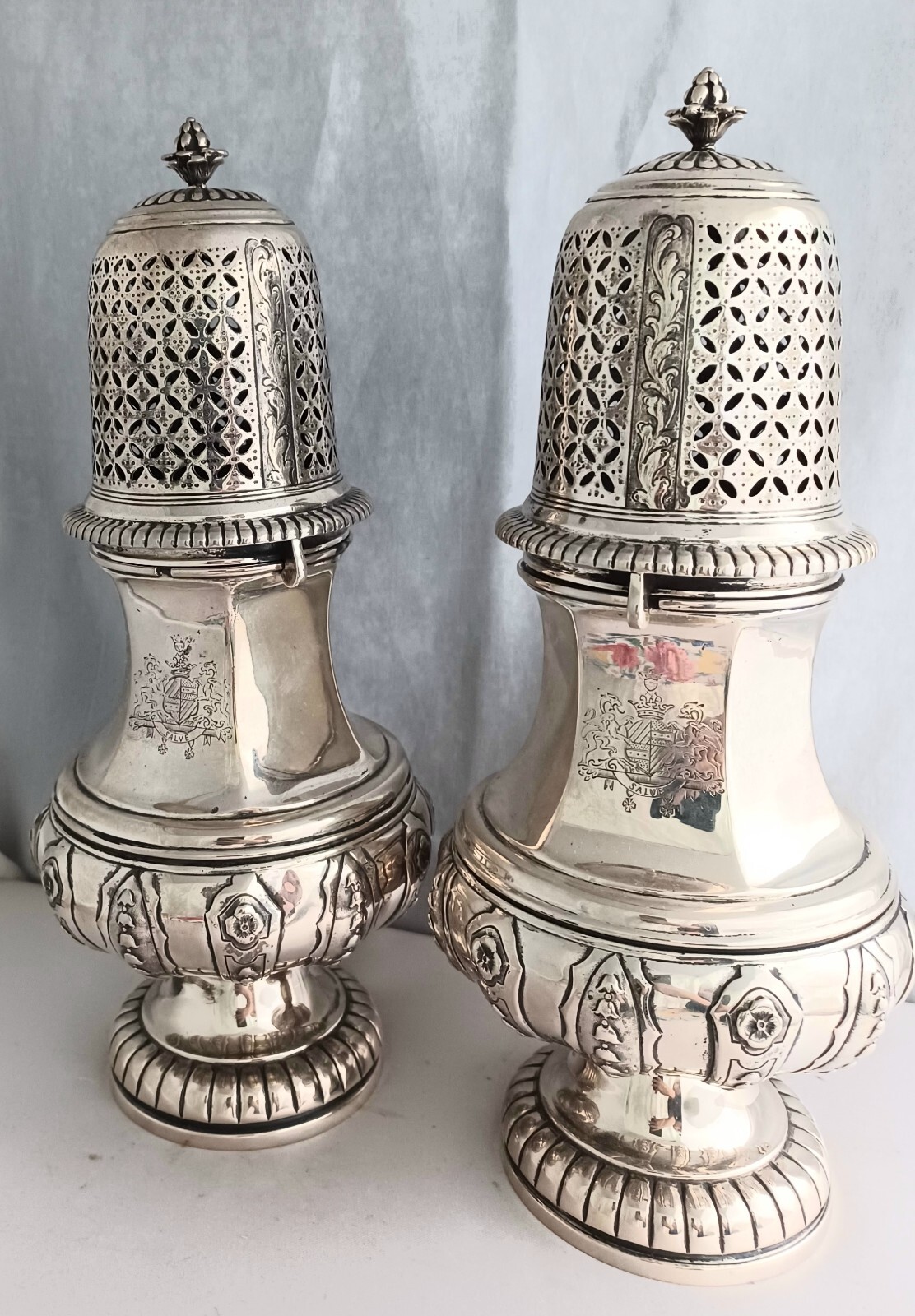 Pair of Hanau? Sterling Great Very Large Casters 10 1/4"