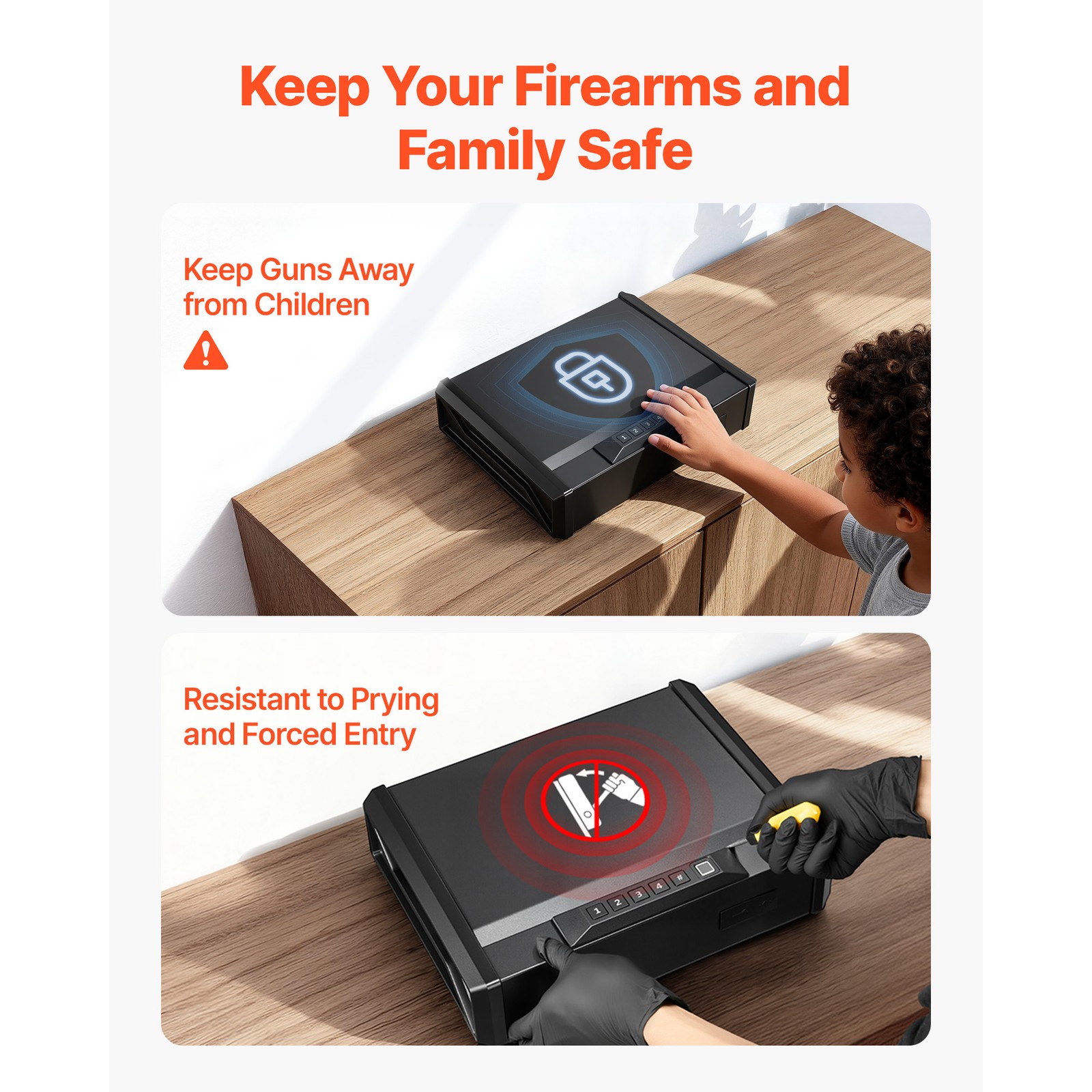 Uimoso Secure Gun Safe with Biometric Lock,Keypad,and Illumination for 2 Pistols