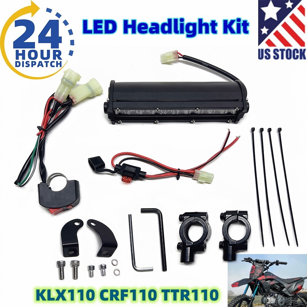 For KLX110 CRF110 TTR110 YZ250F LED Headlight Light Bar Lighting Kit Plug-N-Play