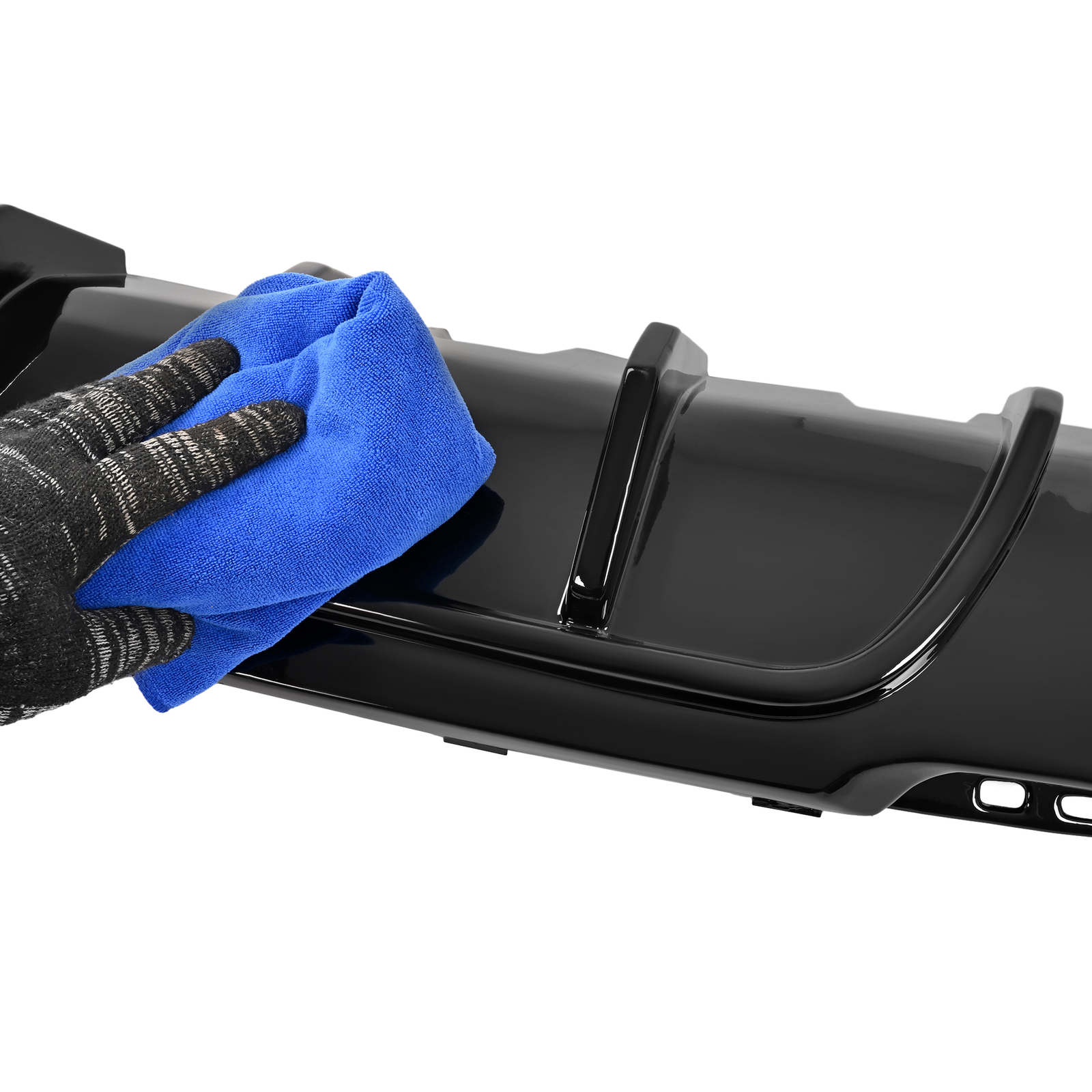 Rear Bumper Diffuser Valance Shark Fins Gloss Black Fits CHRYSLER 300 2015-2023