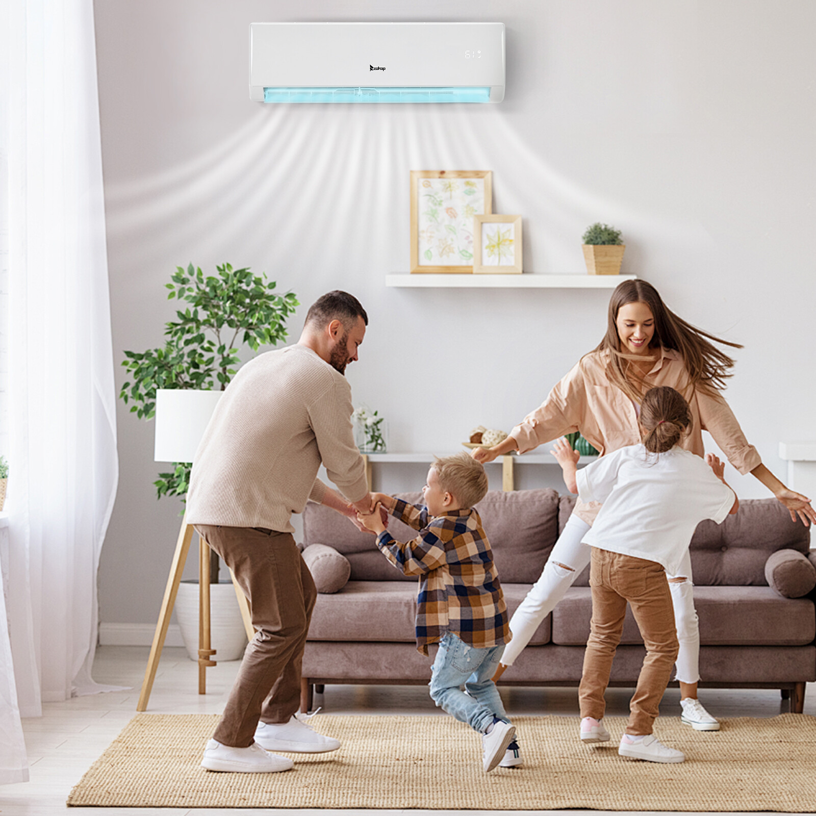 11,000 BTU Ductless Mini Split Air Conditioner, Heat Pump With/AC Unit KIT, Wifi