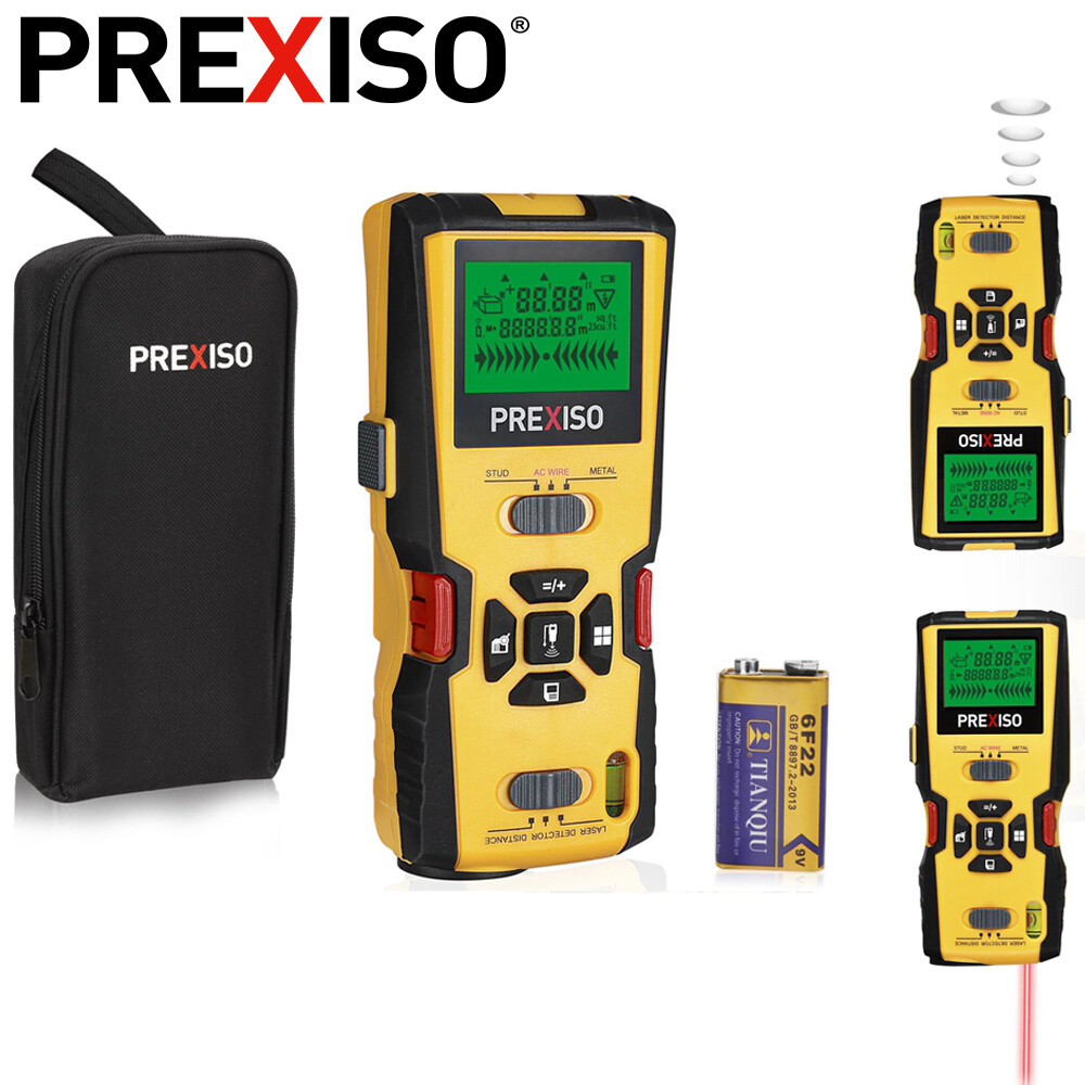 PREXISO 5-in-1 Stud Finder with Laser Level Marking &Ultrasound Distance Measure
