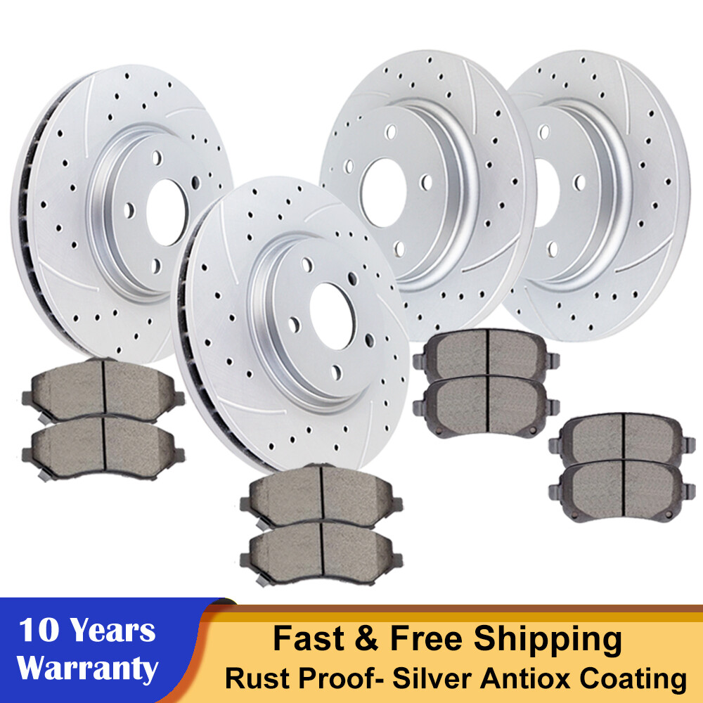 Front and Rear Drilled Rotors Brake Pads for Dodge Journey Grand Caravan Routan