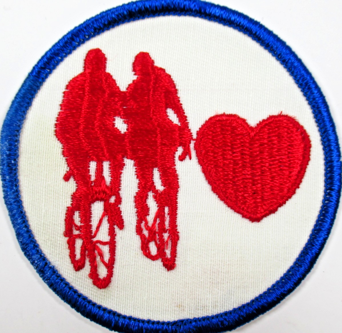 Vintage Cycling Love Patch Embroidered Couple Biking Valentine Sew On