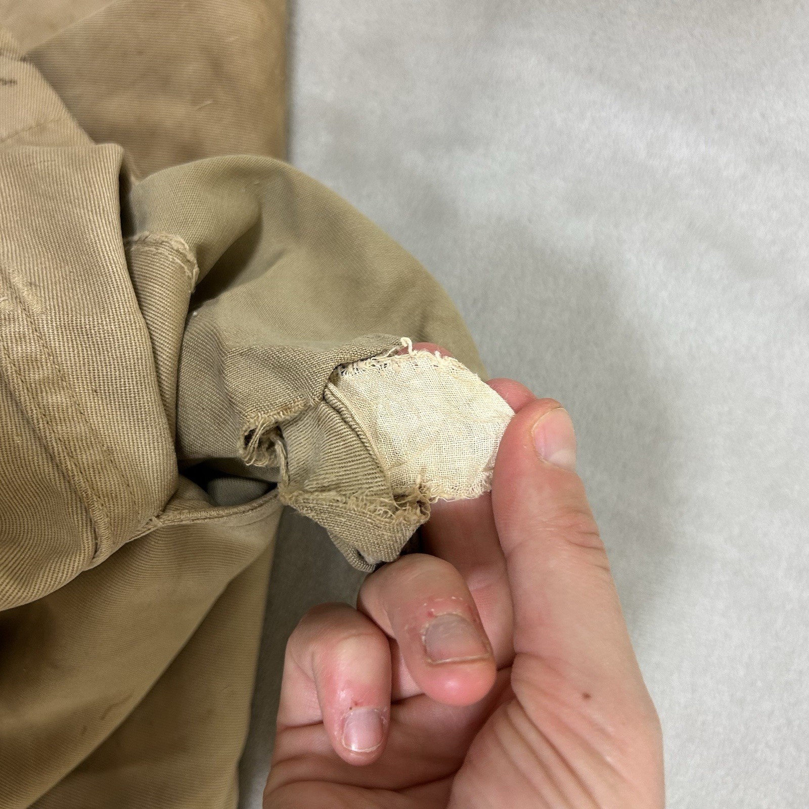 Vintage 1940s WW2 US Army Khaki Chino Cotton Uniform Pant 28x31 Button fly