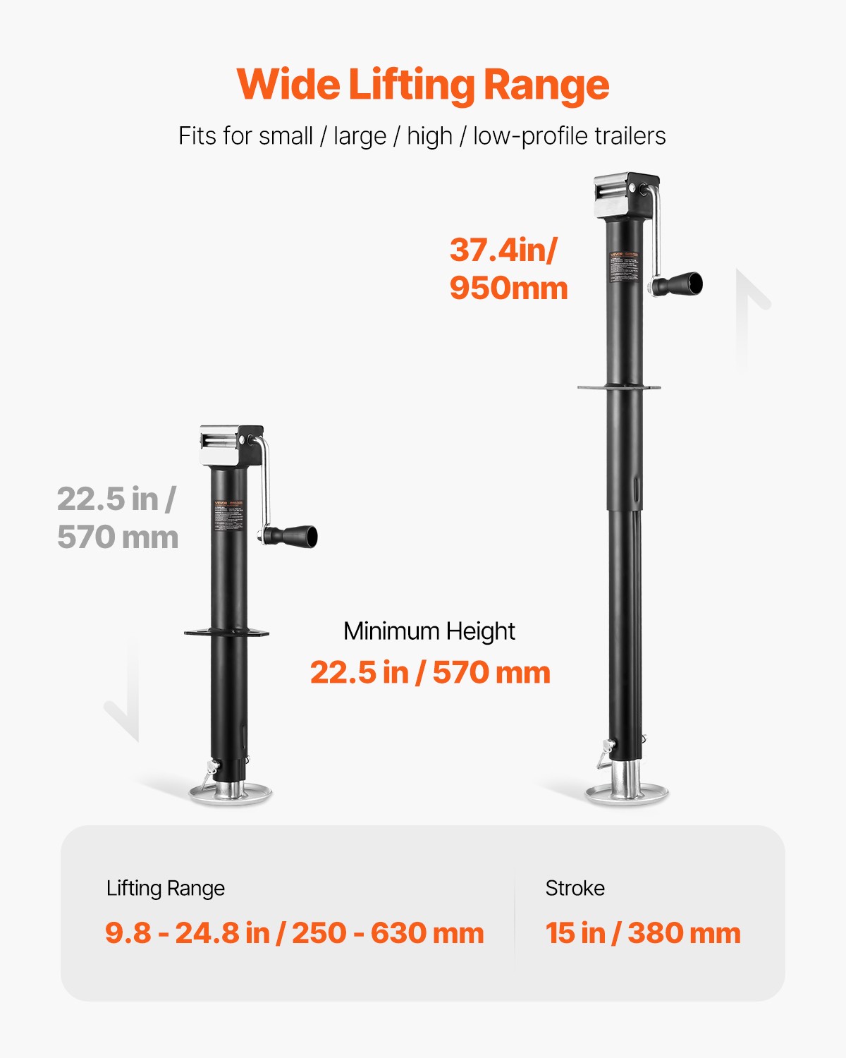 VEVOR A-Frame Trailer Jack 5000 lb Bolt-On Tongue Jack, New