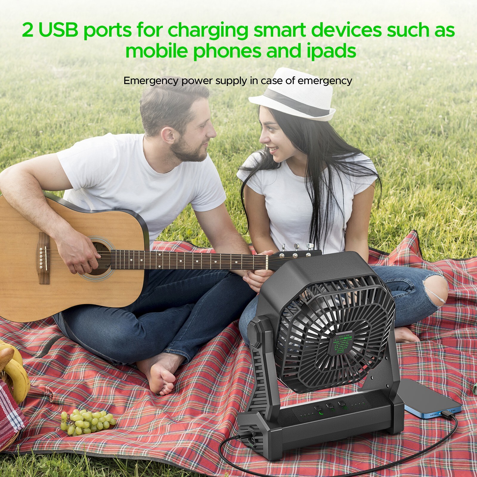Up to 58hours Battery Portable Camping Fan with 20000mAh Rechargeable Power Bank