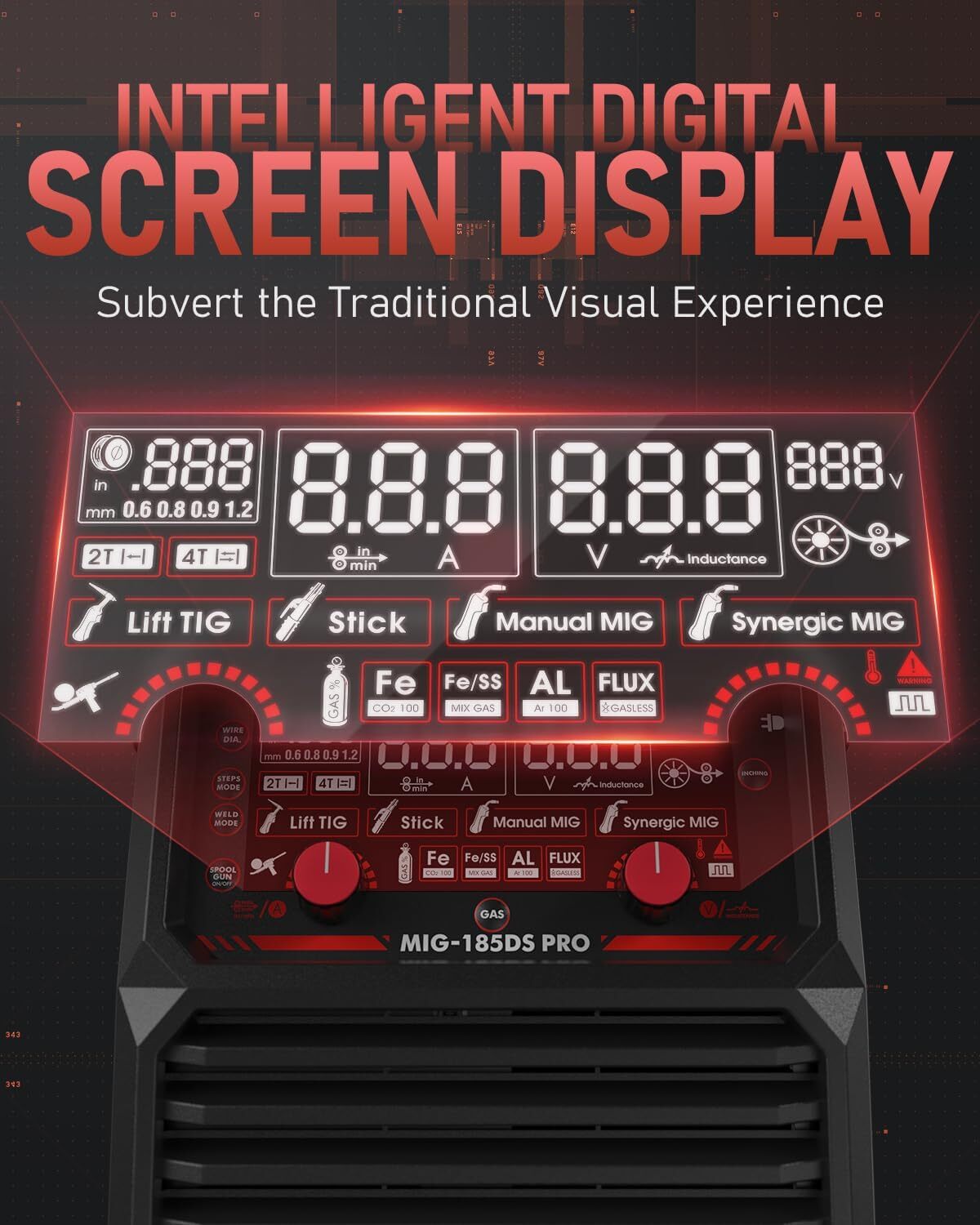 185A, 5 in 1 Aluminum Welding Machine, Control 110V/220V Dual Voltage