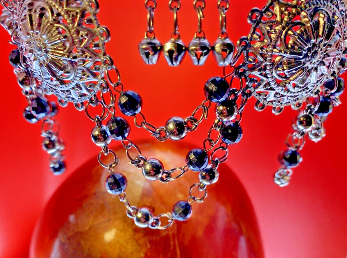 Indian Beaded Crown Vintage Art Piece Draped Beads "Anushka" Be Queen.