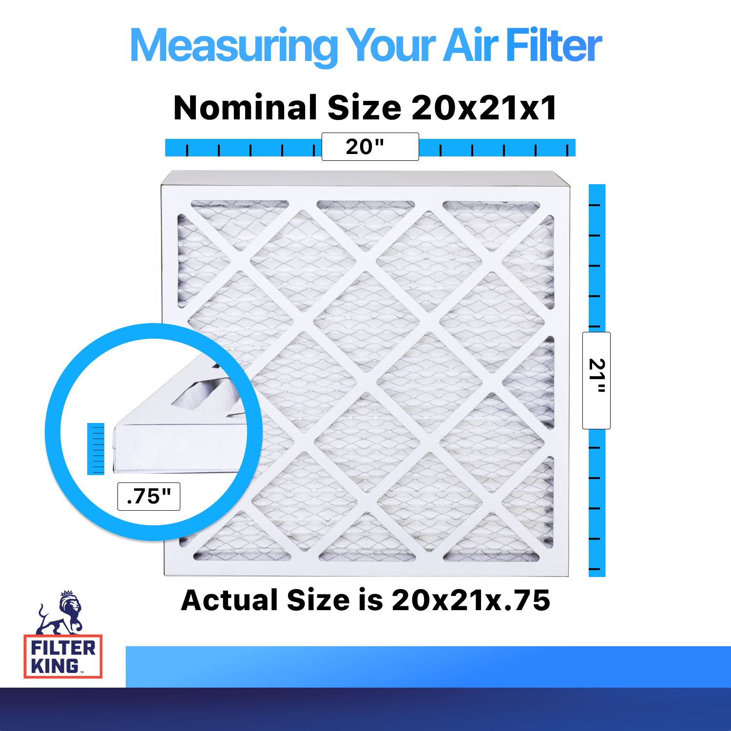 Filter King 20x21x1 Air Filter 6-PACK MERV 8 Actual Size 20 x 21 x .75"