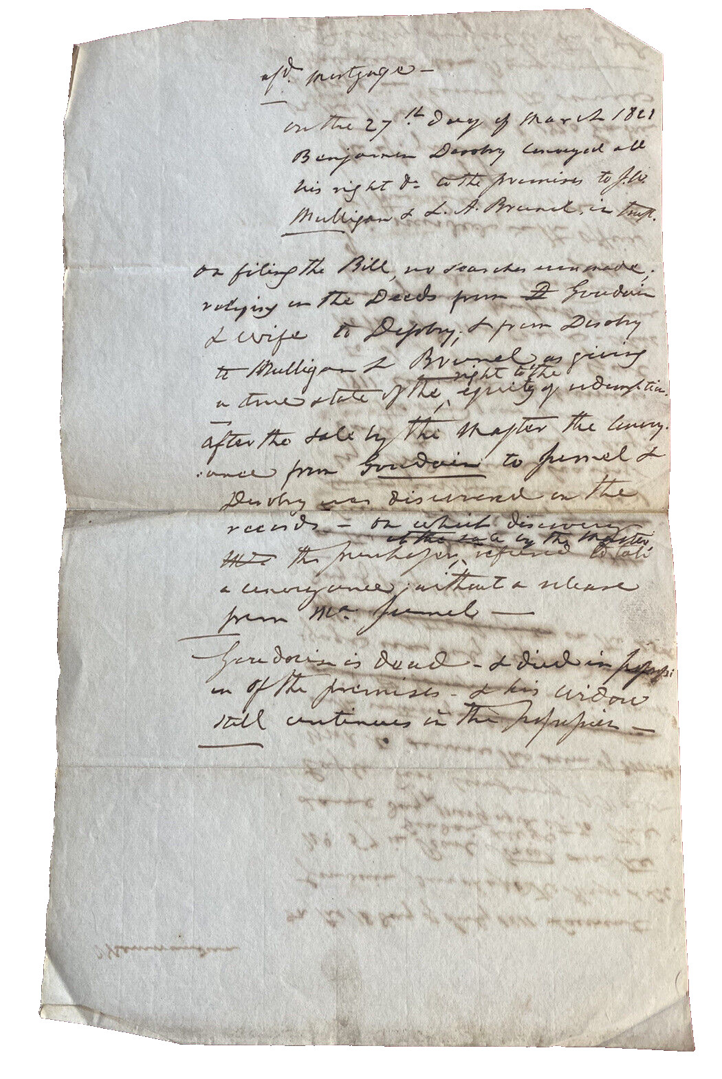 Early 19th Century Eagle Fire Co of New York, 1st Insurance Co in NY, Mortgage