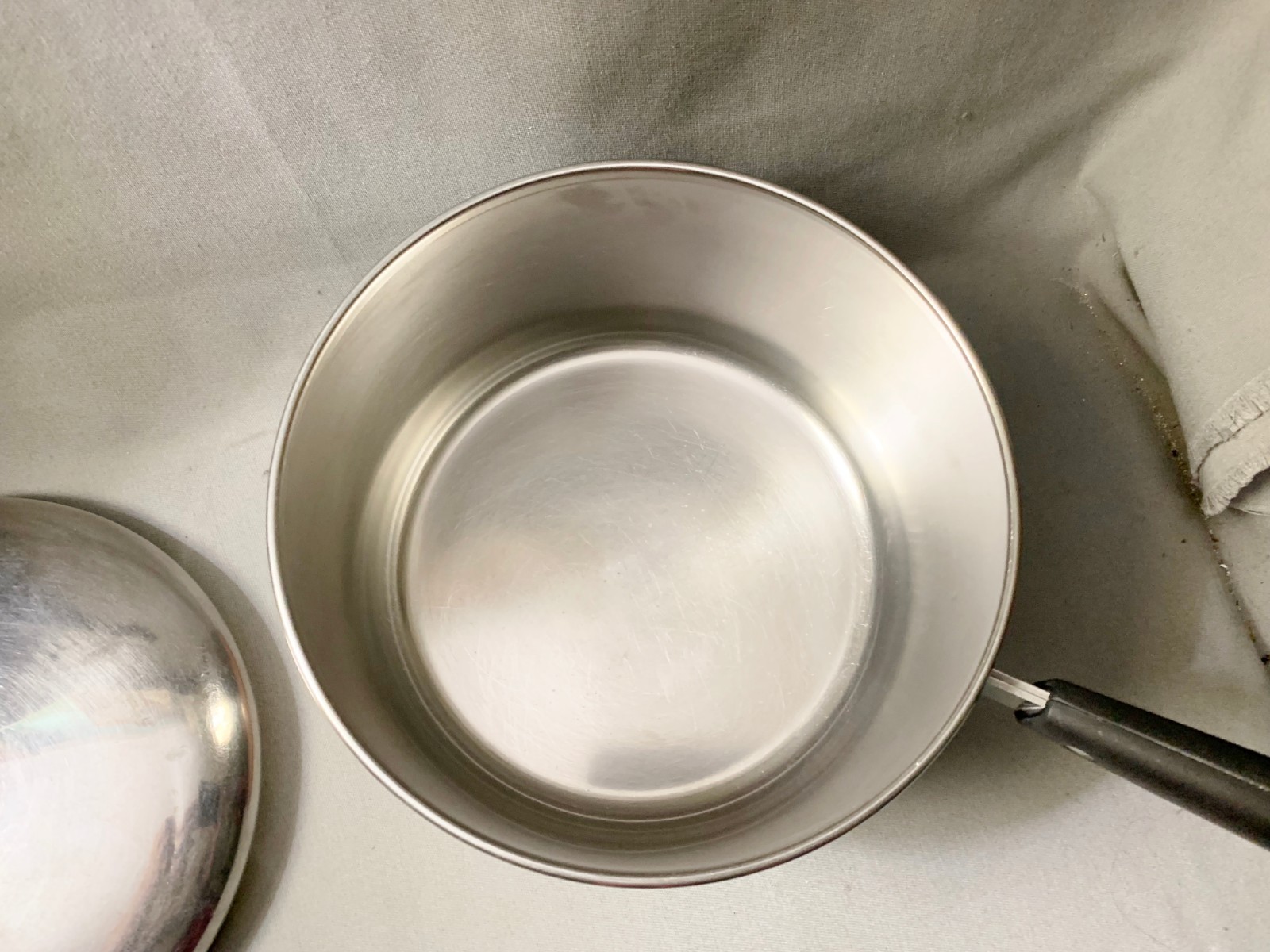 VTG PRE 68 REVERE WARE 4 QT SAUCE POT PAN LONG HANDLE LID COPPER STAINLESS STEEL