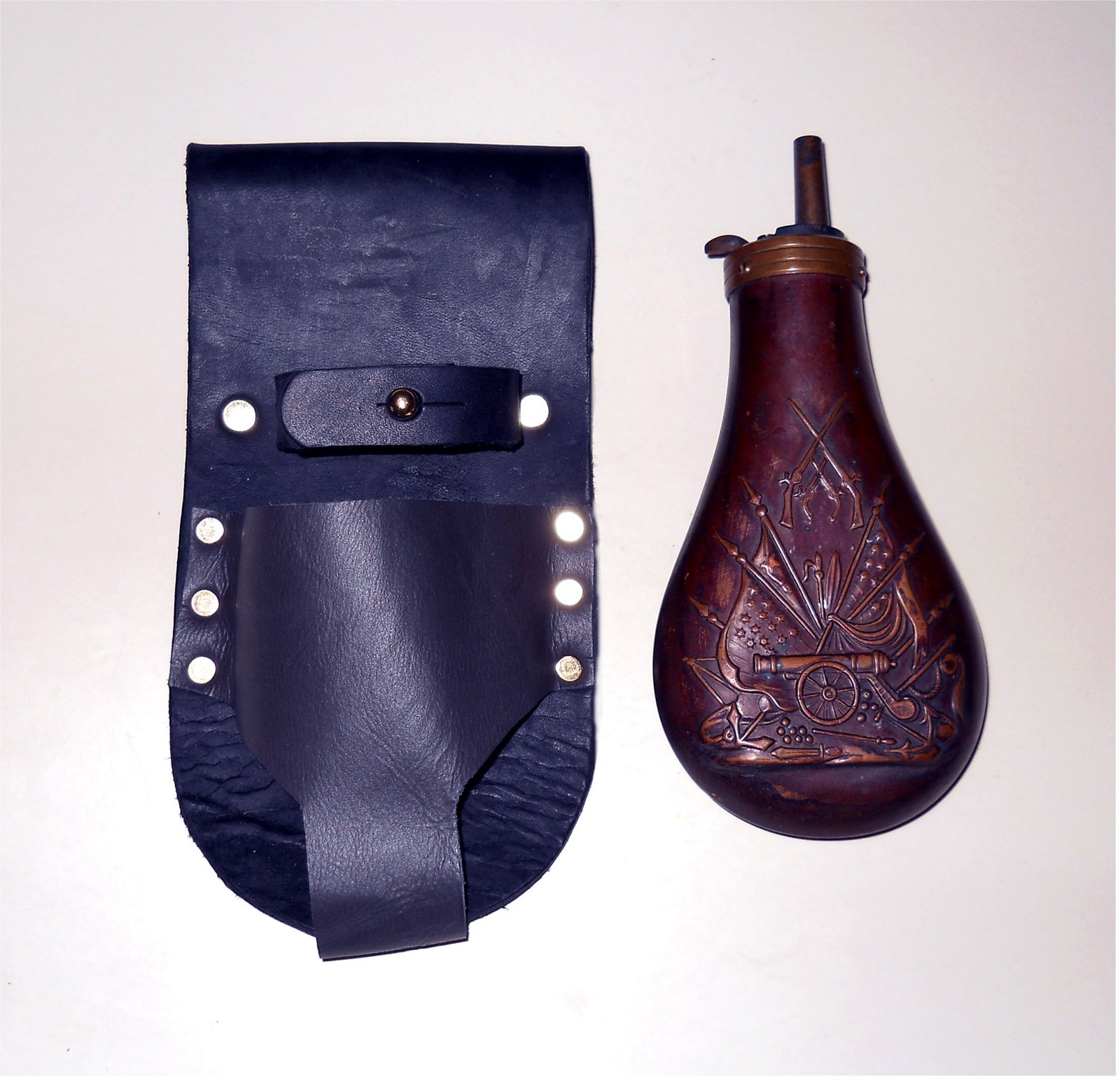 Black Powder Leather Flask Belt Holder  (BP)  -  BLACK - USA Maker