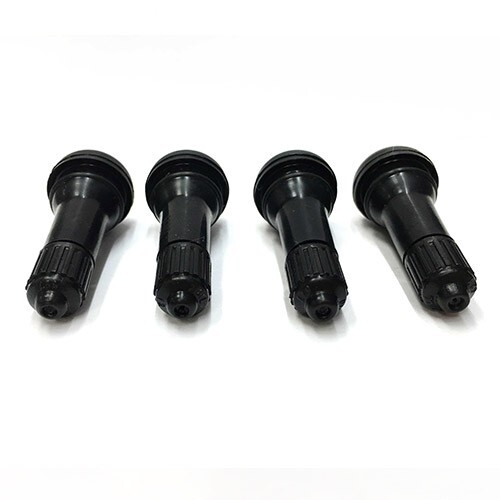 1 set of 4 pcs TR413 SNAP-IN TIRE VALVE STEMS WITH CAPS BLACK RUBBER