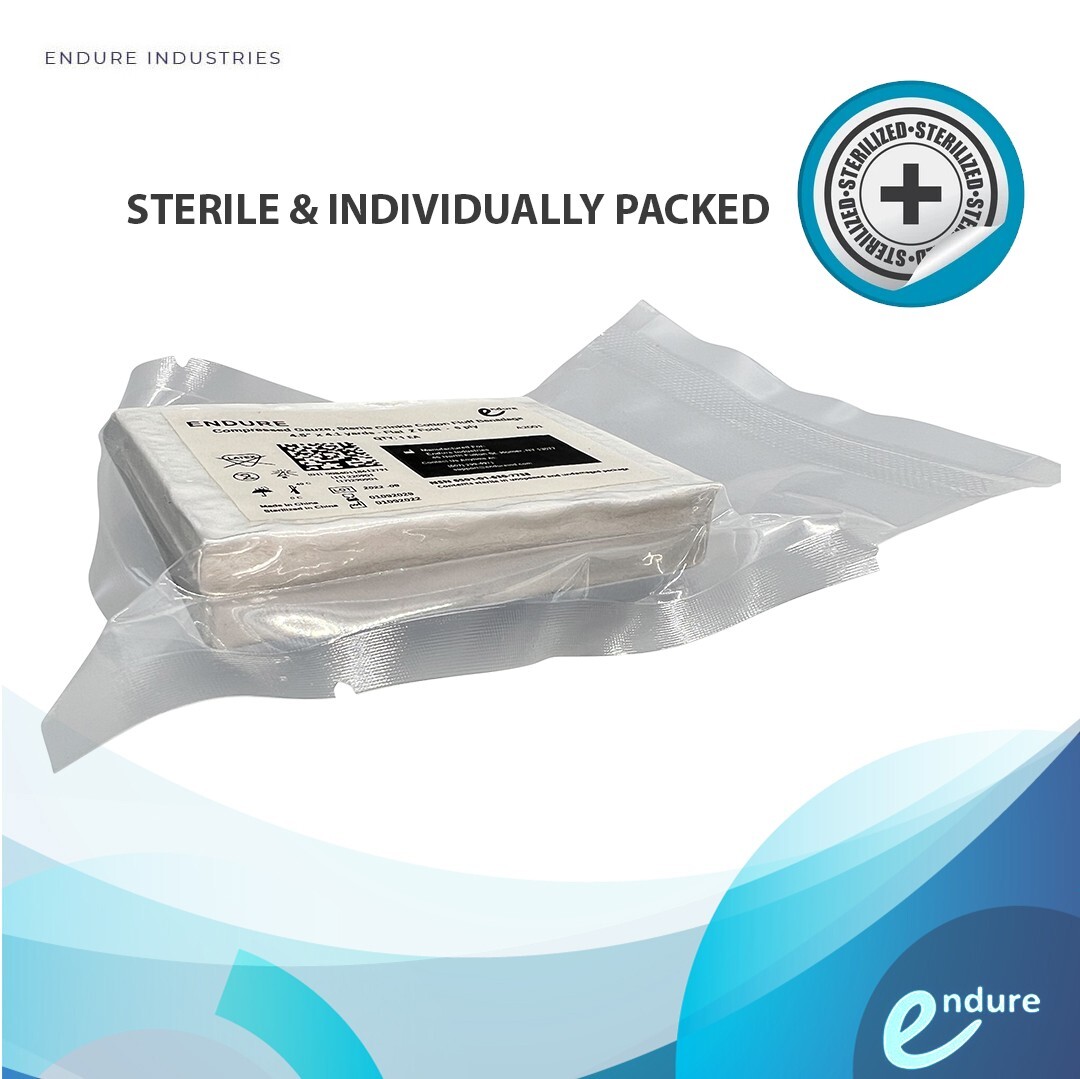 First Aid Compressed Gauze, Sterile Crinkle Cotton Fluff Hemostatic Bandage, 2 P