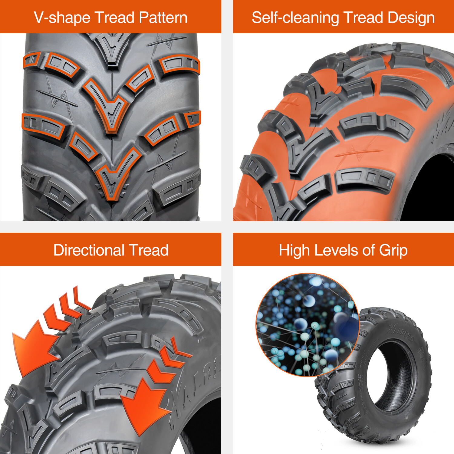 Set 4 ATV Tires 25x8-12 25x10-12 6 Ply Front & Rear All Terrain 25x8x12 25x10x12