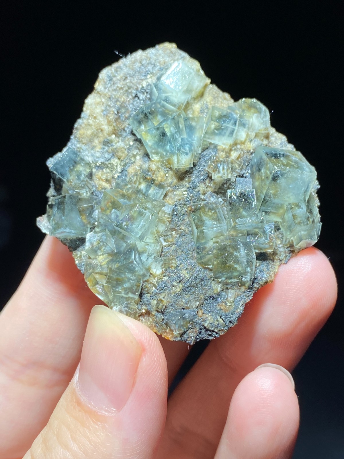 Rare Natural White Window Light Green Cubic Fluorite & Pyrite Specimen, China