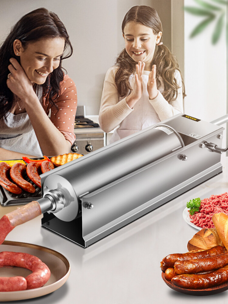 VEVOR 7L Sausage Stuffer Manual Stainless Steel Horizontal Sausage Filler 15LBS