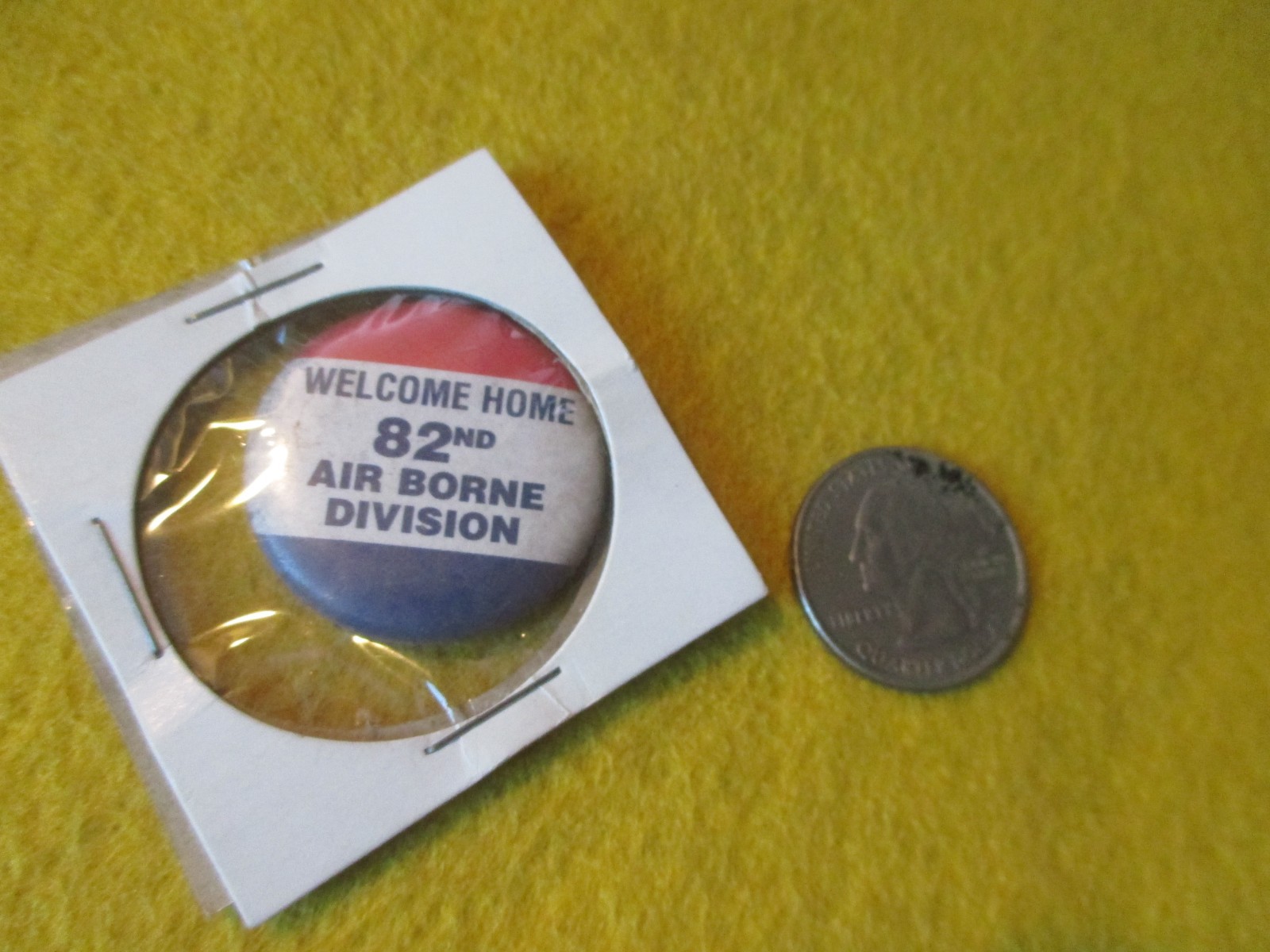 ORIGINAL WWII HOMEFRONT RWB 82 ND AIRBORNE DIV WELCOME HOME   BUTTON