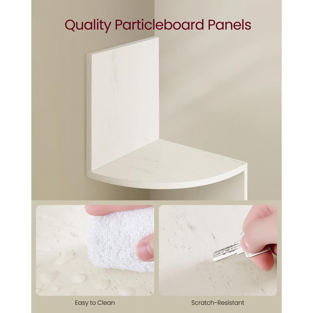 VASAGLE Corner Shelf, 5-Tier Floating Wall Shelf Plant Shelf White