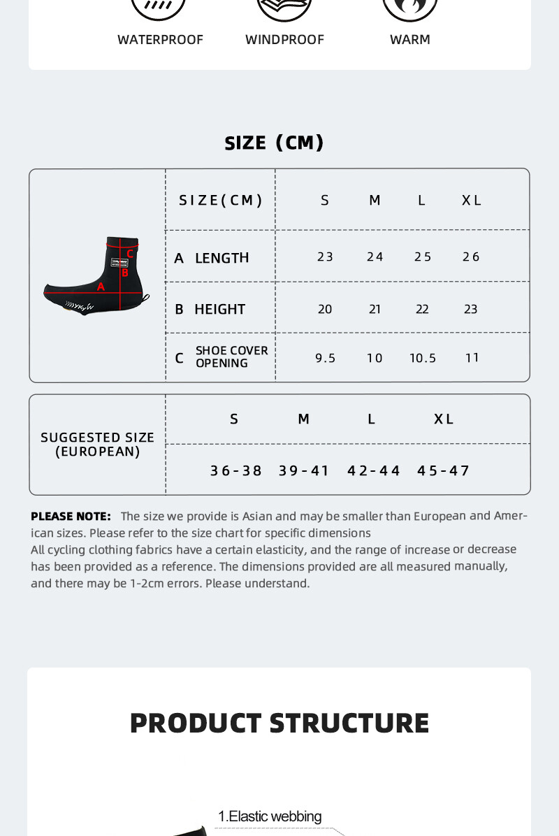 YKYWBIKE Cycling Shoe Cover Bike Shoe Covers Warm Waterproof Windproof Overshoes