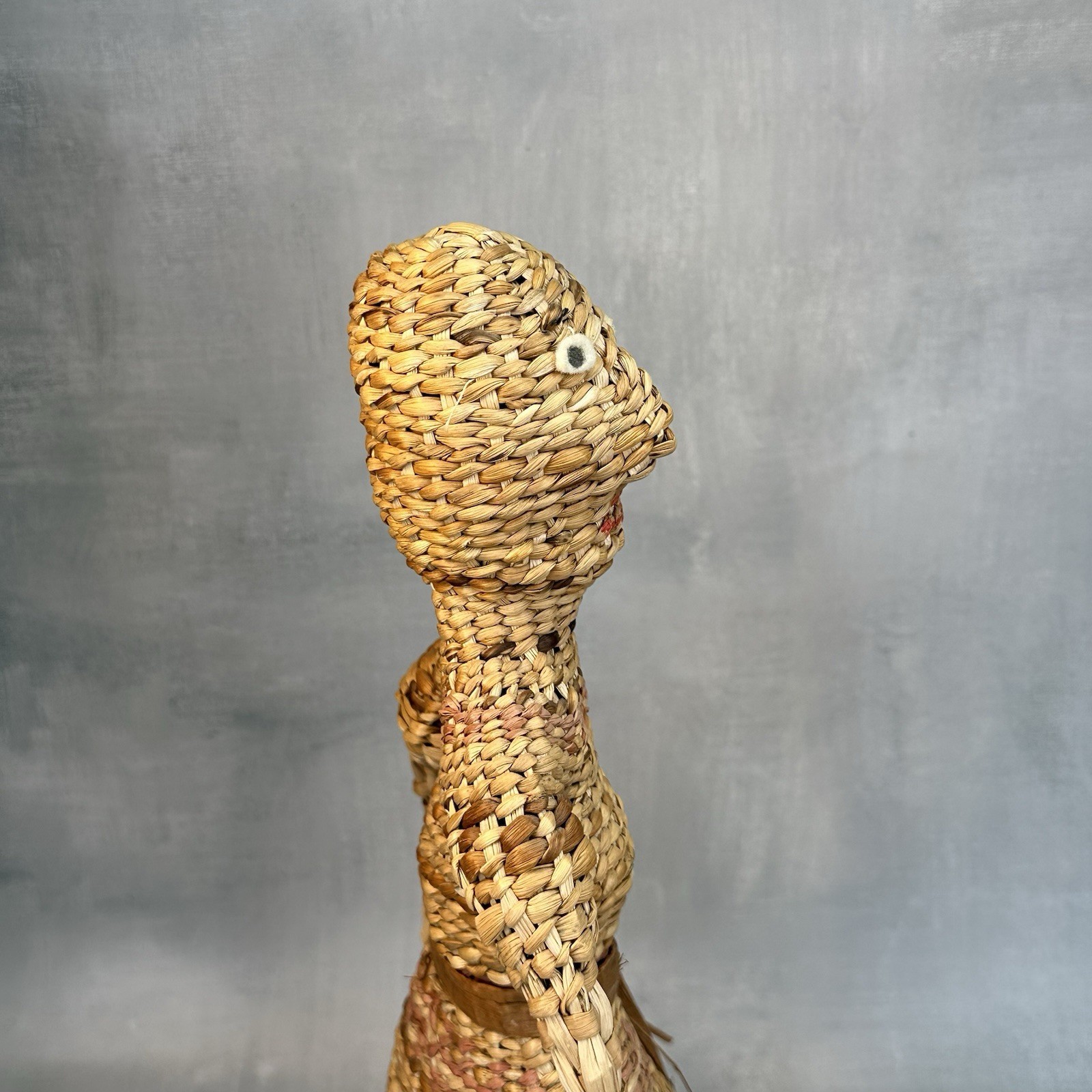 Vintage Native American Skokomish Basketry Basket Doll Woman Dress 13”