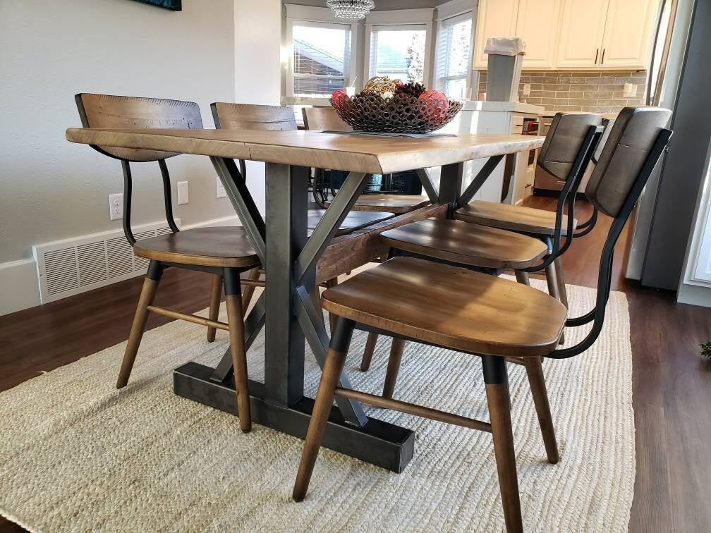 Made In America metal table legs, Farmhouse steel base, Metal table base