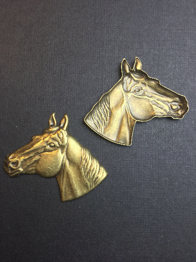 40023 Brass Oxidized Quarter Horse Head Jewelry Finding
